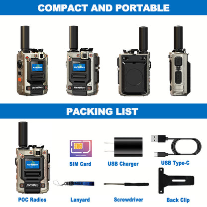 Walkie Talkie - Encrypted Two-Way Radio - 72H Battery, Lightweight & LED Flashlight, 172 Countries Coverage