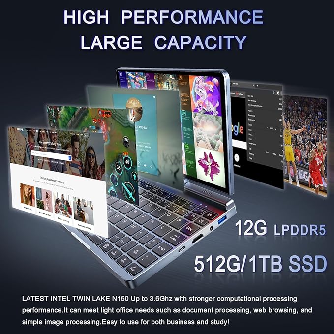 TechRobe Mini Laptop 8" 2-in-1 (2 Year Manufacture Guarantee)